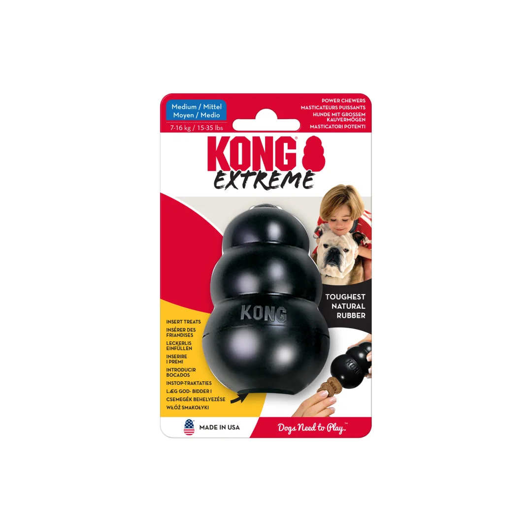 KONG Extreme • snackbal rubber zwart • M - Afbeelding 3